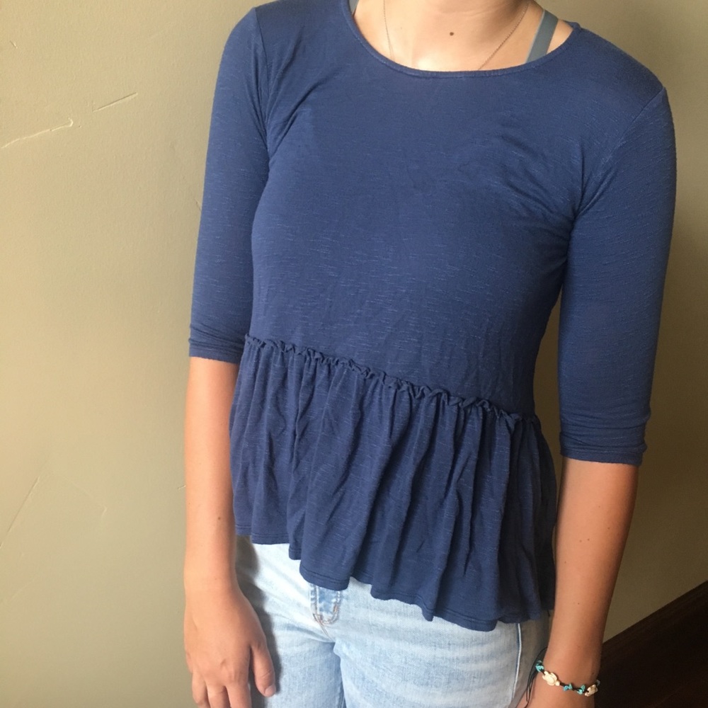 peplum blue top